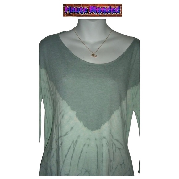 Free People Tie Dye Green Oversized Boho Boxy Urban Outfitters Bohemian Made USA - Picture 5 of 7